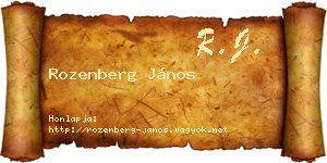 Rozenberg János névjegykártya